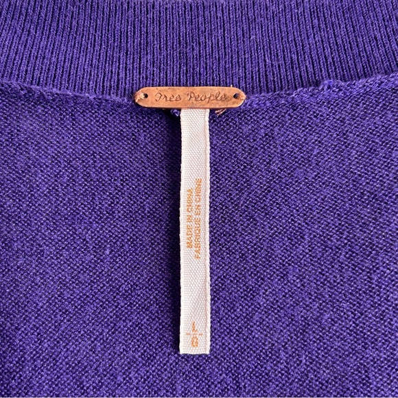 Free People Knit Purple Flutter Sleeves Tunic Dress - Picture 7 of 14